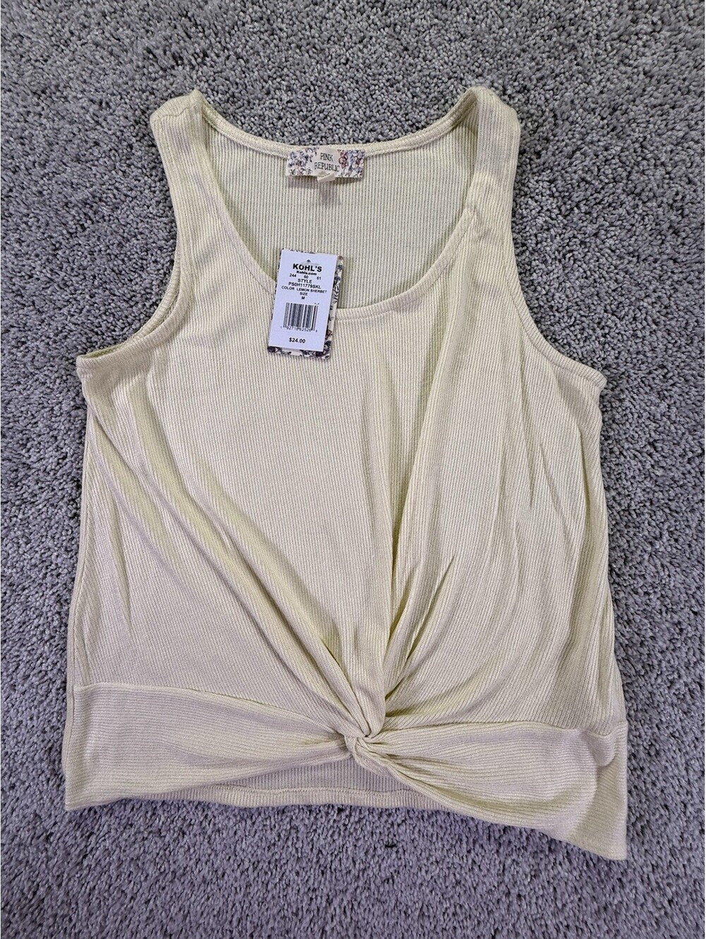NWT Pink Republic Yellow Knit Tank Lemon Sherbet Size M
